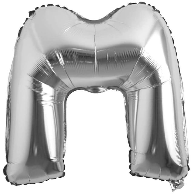 INF Bokstavballong 53 cm, bokstav M - sølv