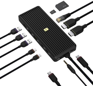 Unisynk 12 port 8K 100W USB-C hub (sort)