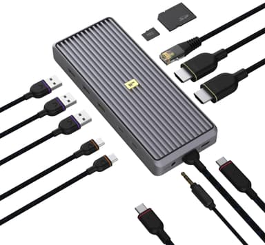 Unisynk 12 port 8K 100W USB-C hub (grå)