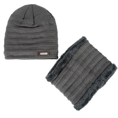 Hatt og skjerf, grå