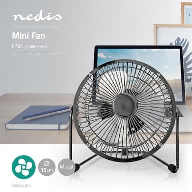 Nedis Bord-vifte | USB-Strøm | Diameter: 150 mm | 3 W | 1 Hastighet | Gun Metal Grå