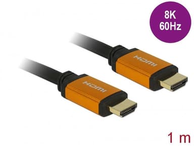 Delock 85727 HDMI Høyhastighets kabel 1M 8K 60Hz 7680x 4320 Dynamisk HDR 48Gbps Earc Game Mode VVR Clean Copper 99.99%
