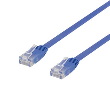 NÖRDIC Cat6 U / UTP flat nettverkskabel 1m 250MHz båndbredde og 10Gbps overføringshastighet blå