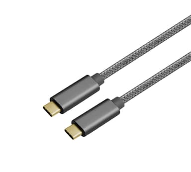NÖRDIC 50cm USB C til USB C Kabel USB3.1 Gen1 Hurtiglading med strømlevering 60W 5Gbps 3A med Emarker, Nylon Flettet Space Grey