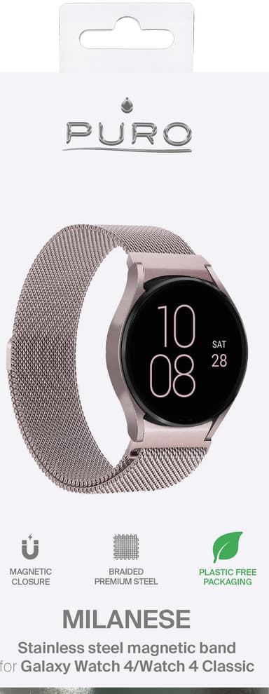 Puro Galaxy Watch 6/4/4 Classic klokkerem av rustfritt stål (rosegull)