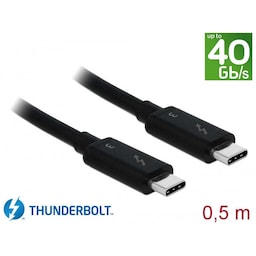 DeLock 84844 Thunderbolt 3-kabel 0,5 m 40 Gbps 100 W Strømforsyning USB C til USB C 4K UHD video svart