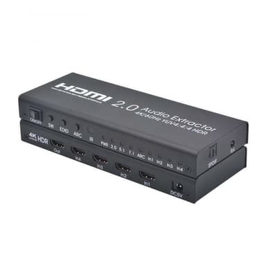 NÖRDIC HDMI Switch 4 til 1 Ultra HD 4K60Hz 4: 4: 4 HDCP2: 2 HD10 SPDIF og Stereo Dolby DTS HD PS3 / 4/5, Xbox, Apple TV, Chromecast, Nintendo Switch