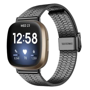 Fitbit Versa 3 armbånd i rustfritt stål Svart