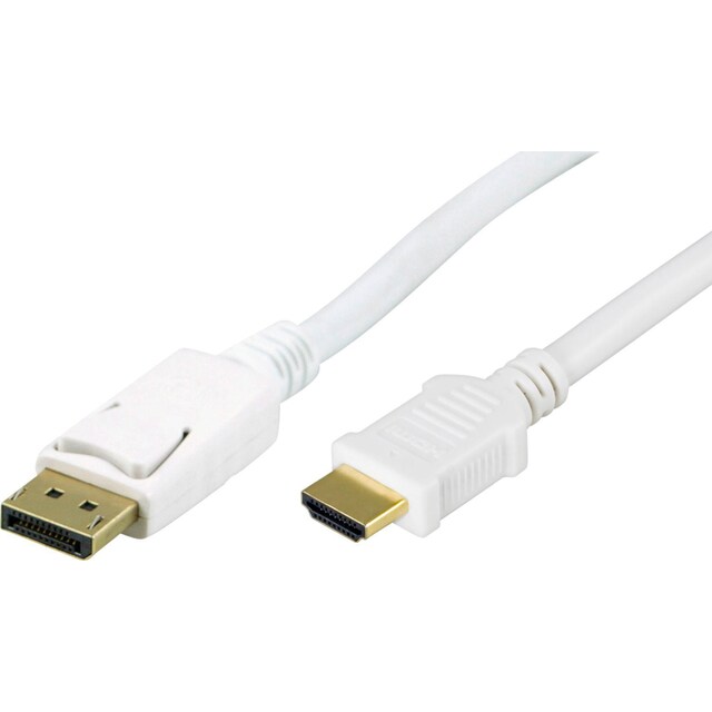 DELTACO DisplayPort til HDMI skjermkabel m lyd,output-output,1m,hvit