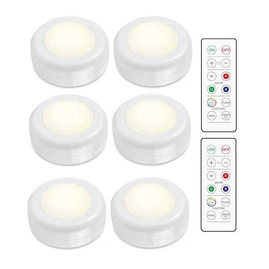 INF LED Spotlight-pakke med 6 lys med 2 fjernkontroller