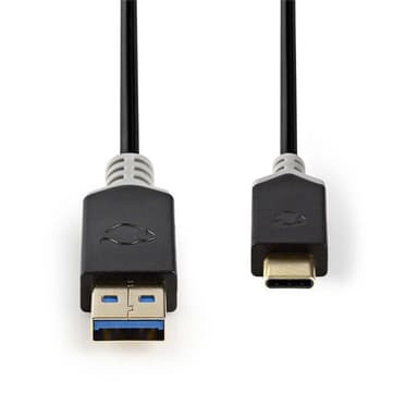 USB 3.1-kabel | Type-C, hann - A, hann | 1,0 m | Antrasitt