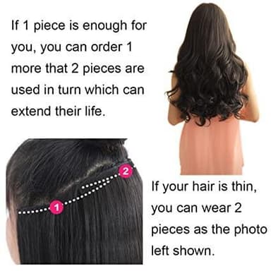 Clip-on langt bølget hår extensions 55 cm Sort