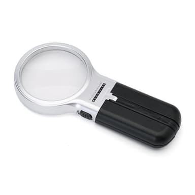 Forstørrelsesglass håndholdt 2,5X LED Sort / Sølv