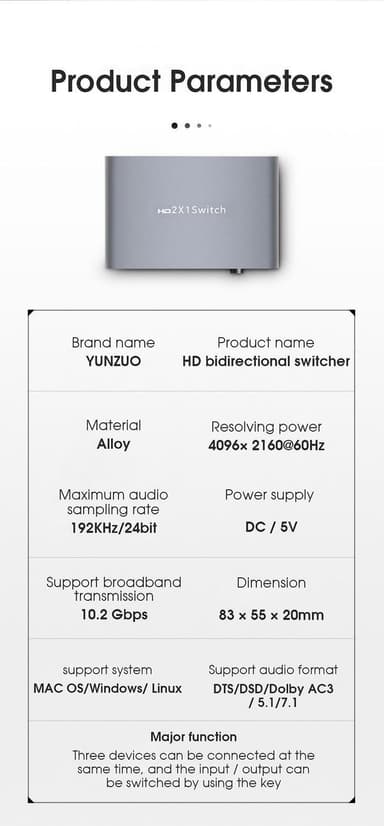 HDMI-svitsj 2.0 4K 60 HZ Sølv