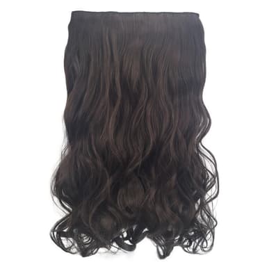 Clip-on langt bølget hår extensions 55 cm Mørkebrun