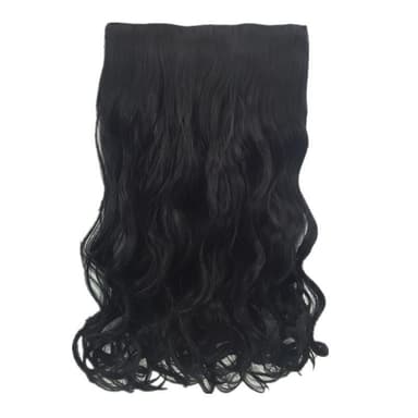 Clip-on langt bølget hår extensions 55 cm Sort