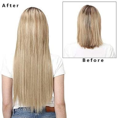 Clip-on langt rett hår 60 cm Blond