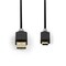 USB 2.0-Kabel | Type-C, hann - A, hann | 1,0 m | Antrasitt