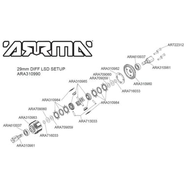 ARA310990 Active F/R Diff Set GP4 5mm 10k