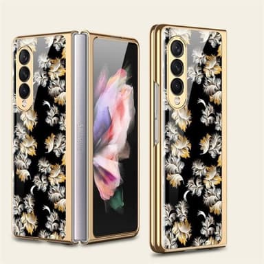 Blommönstrat skal med härdat glas för Samsung Galaxy Z Fold3 5G