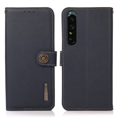 Mobil lommebok 3-korts lær RFID Sony Xperia 1 IV - Blå