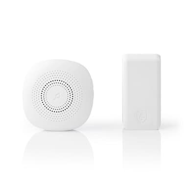Nedis Trådløs ringeklokke Set | Nettstrøm drevet | 220 - 240 V AC 50 Hz | 1x CR2032 | Volum: 80 dB | Signalområde (siktelinje): 100 m | Justerbar volum | 36 Melodier | 1 Mottaker | Hvit