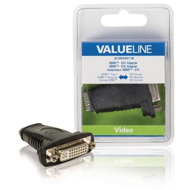 Valueline High Speed HDMI med Ethernet Adapter HDMI Hun - DVI-D 24+1p Hun Sort