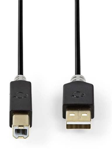 USB 2.0-Kabel | A, hann - B, hann | 2,0 m | Antrasitt