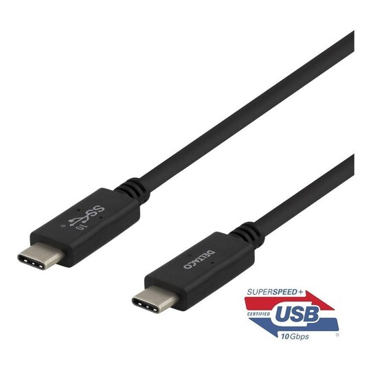 DELTACO USB-C - USB-C cable, 0.5m, USB 3.1 Gen 2, E-marker chipset, 10