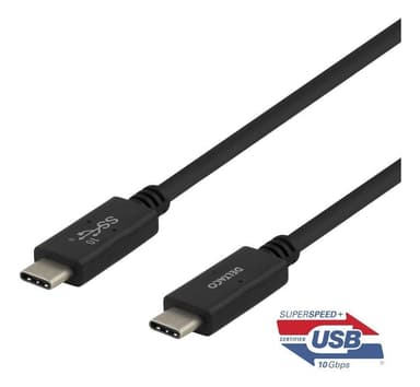 DELTACO USB-C - USB-C cable, 0.5m, USB 3.1 Gen 2, E-marker chipset, 10
