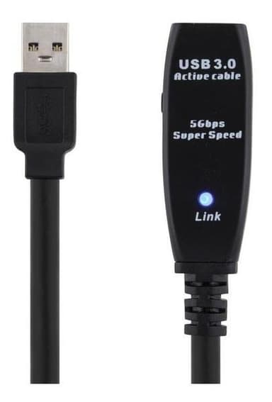 DELTACO aktiv USB 3.0-forlengelseskabel, Typ A ha - hu, 7m, svart