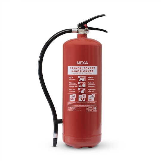 Nexa brandsläckare, RÖD 6kg ABC-pulver, väggfäste (13416)
