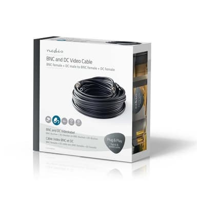 CCTV-kabel BNC / likestrøm | RG59 | 10 m | forhåndsmonterte kontakter