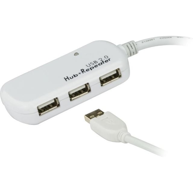 ATEN aktiv USB 2.0 forlengelseskabel med 4-ports hubb, 12m