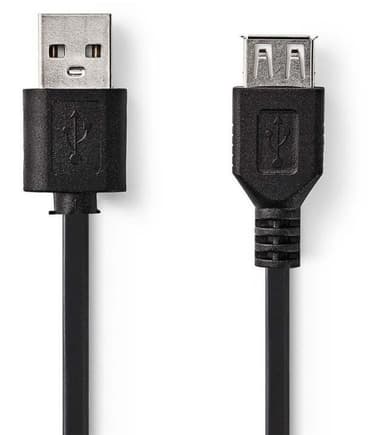USB 2.0-Kabel | A, hann - USB A, hunn | 2,0 m | Sort