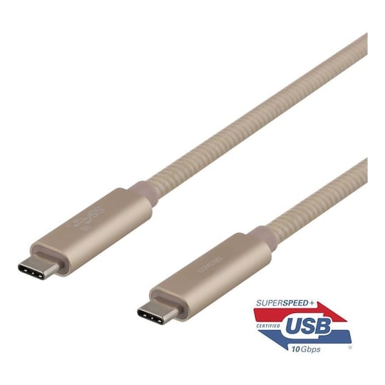 DELTACO USB-C SuperSpeed cable, 0.5m, braided, USB 3.1 Gen 2, 10 Gbps,