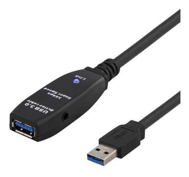 DELTACO aktiv USB 3.0-forlengelseskabel, Typ A ha - hu, 7m, svart
