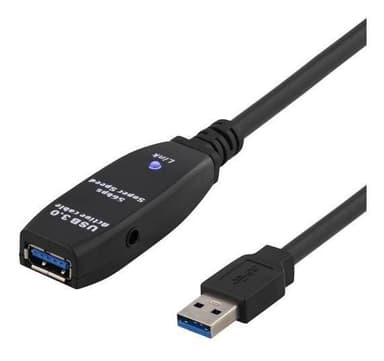 DELTACO aktiv USB 3.0-forlengelseskabel, Typ A ha - hu, 7m, svart
