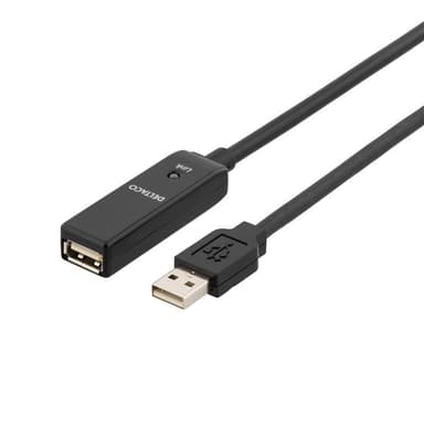 DELTACO USB forlengningskabel, aktiv,USB 2.0,10m
