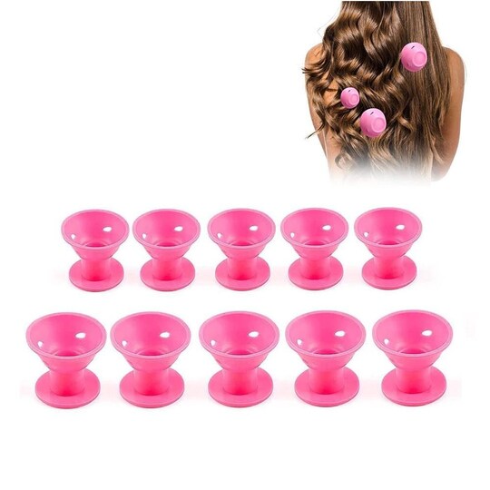 Magiske hårspiraler silikon 10-pakning Rosa