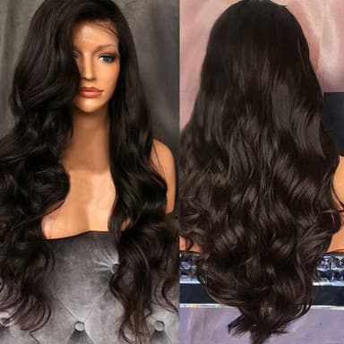 Lang krøllete bølgete parykk Brun 70 cm