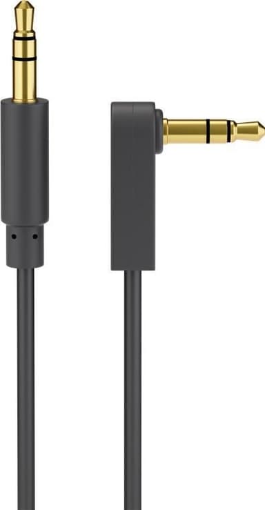Lydtilkoblingskabel AUX, 3,5 mm stereo, 3-pins, smal, kobber, vinklet