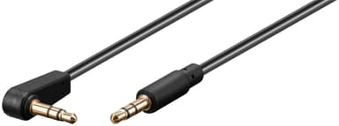 Lydtilkoblingskabel AUX, 3,5 mm stereo, 3-pins, smal, kobber, vinklet