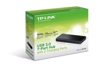 TP-Link UH720, USB 3.0 hubb med 7 portar, 2xladdningsportar, svart