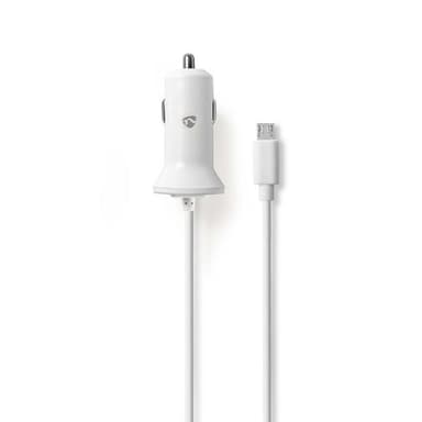 Billader | 2,4 A | Fast kabel | Mikro-USB | Hvit