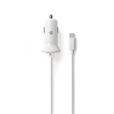 Billader | 2,4 A | Fast kabel | Mikro-USB | Hvit