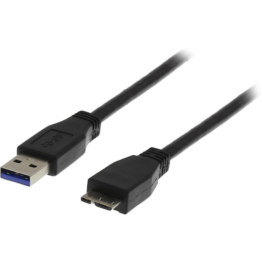 DELTACO USB 3.0 kabel, Typ A hane - Typ Micro B hane, 1m, svart