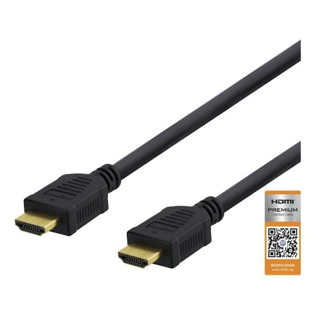 DELTACO High-Speed Premium HDMI cable, 0,5m, Ethernet, 4K UHD, black