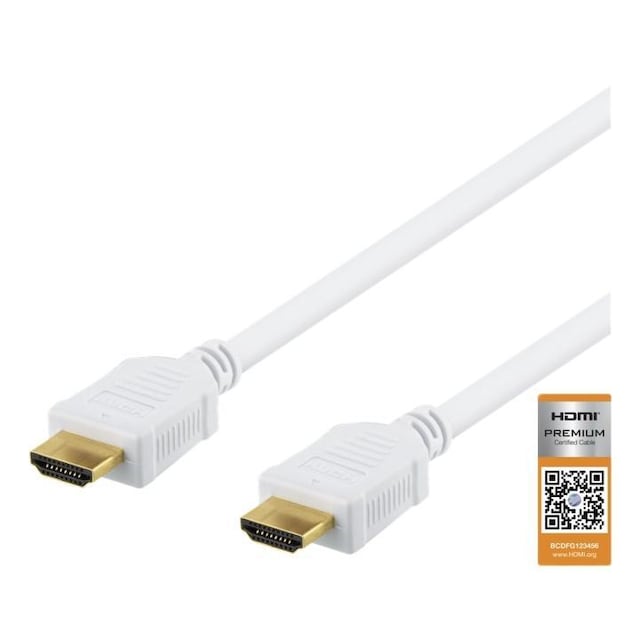DELTACO High-Speed Premium HDMI cable, 2m, Ethernet, 4K UHD, white