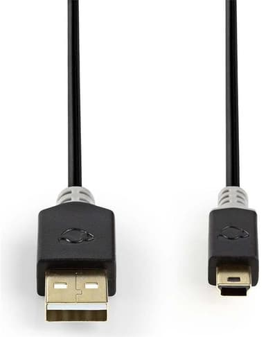 USB 2.0-Kabel | A, hann - Mini 5-pinners, hann | 2,0 m | Antrasitt